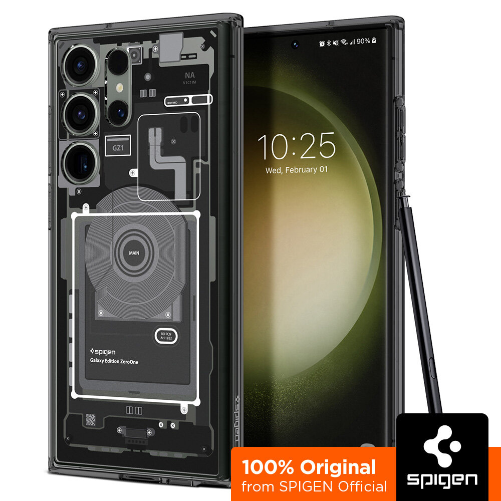 SPIGEN Case for Galaxy S23 Ultra [Ultra Hybrid : Zero One] Hybrid Technology Made of TPU Bumper Polycarbonate Back / Samsung Galaxy S23 Ultra Case / Galaxy S23 Ultra Casing